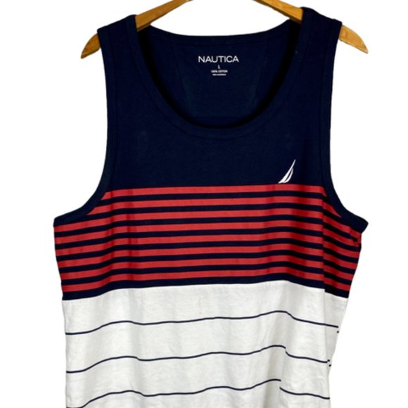 Nautica Men's Tank Top Lg Red white and blue - Picture 1 of 5
